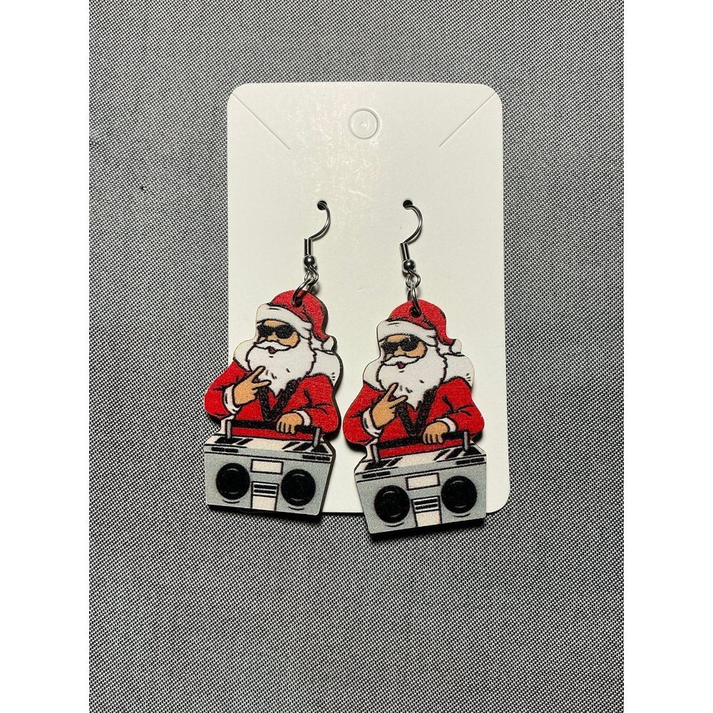 Hip Hop Santa Acrylic Christmas Earrings